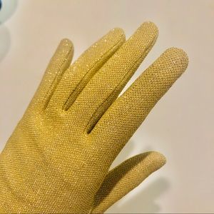 Vintage lame gloves with crystal buttons.